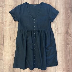 Madewell Black Button-Front Midi Dress